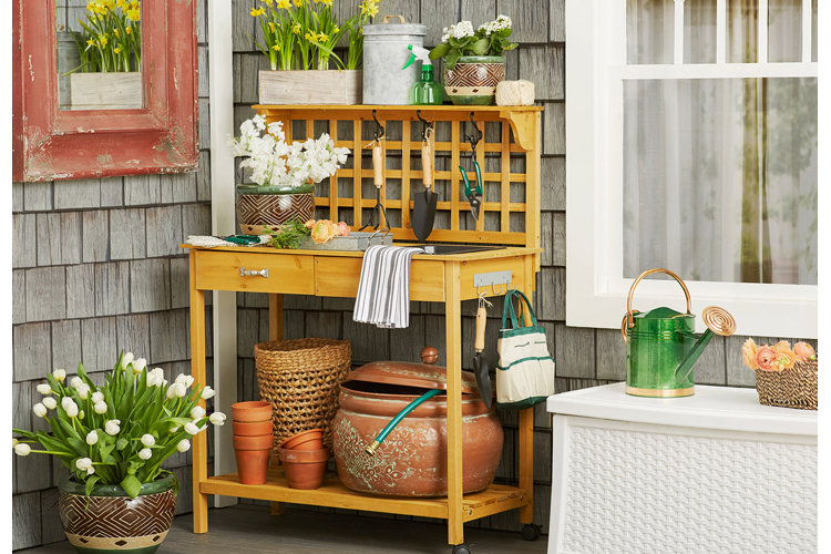 Vinyl potting bench store with storage